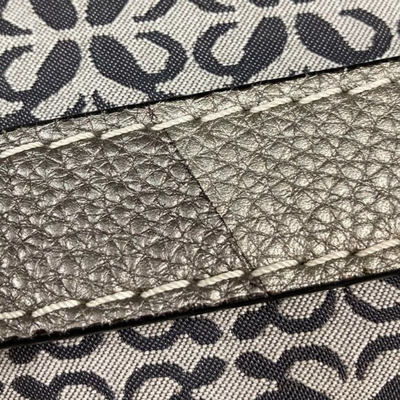 LOEWE Logo New Road Line Crossbody Shoulder Bag Canvas Leather Gray - Picture 2 of 16